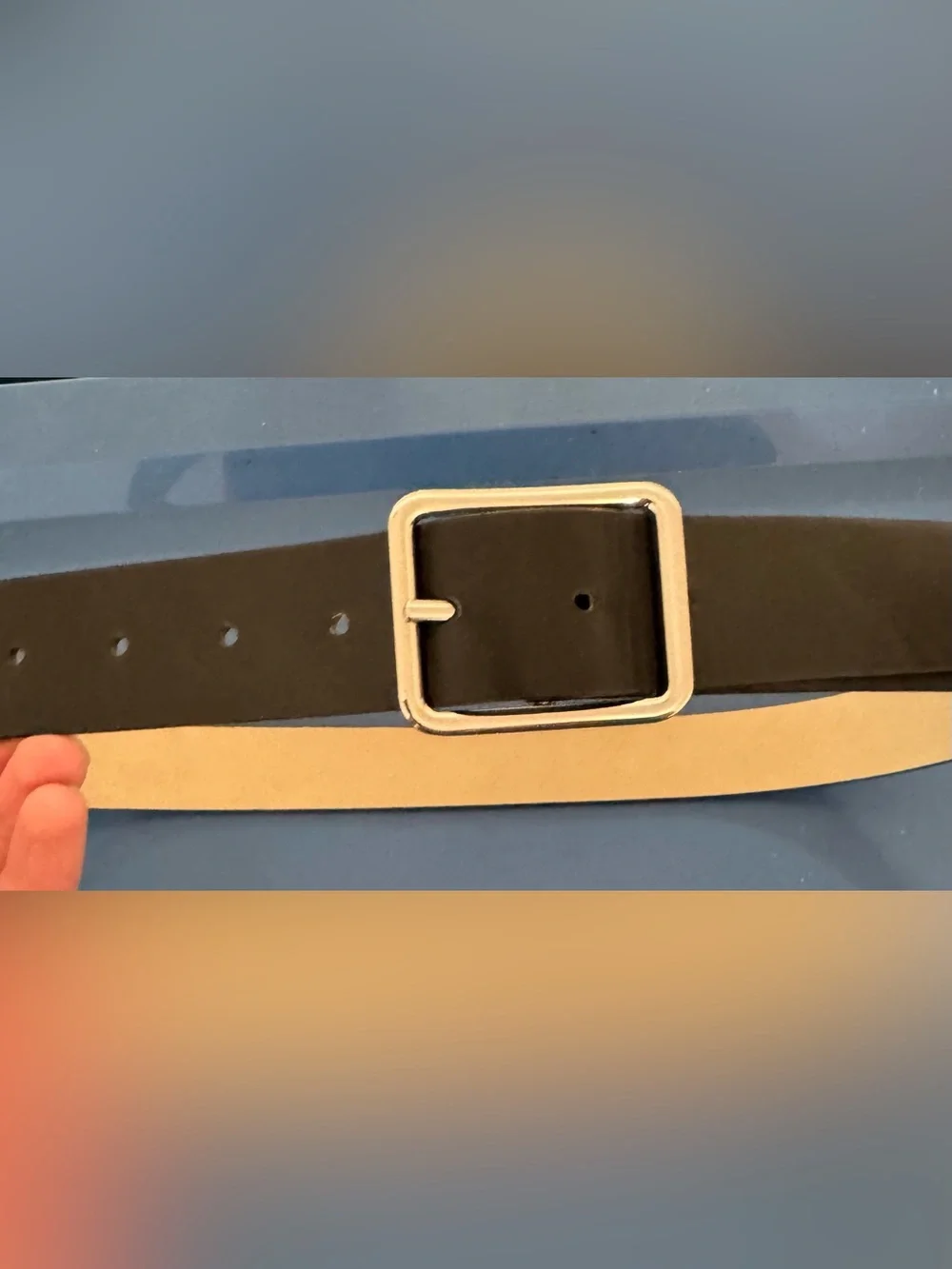 Classic Black Leather Belt with Gold Buckle